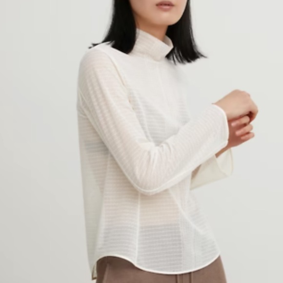 UNIQLO - Mesh High Neck Long Sleeve T-Shirt (Mame Kurogouchi Collaboration) - Picture 8 of 10